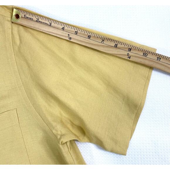Vtg J Ferrar Shirt Men Medium Butter Yellow Linen Blend Rockabilly Hong Kong NOS - Picture 6 of 9